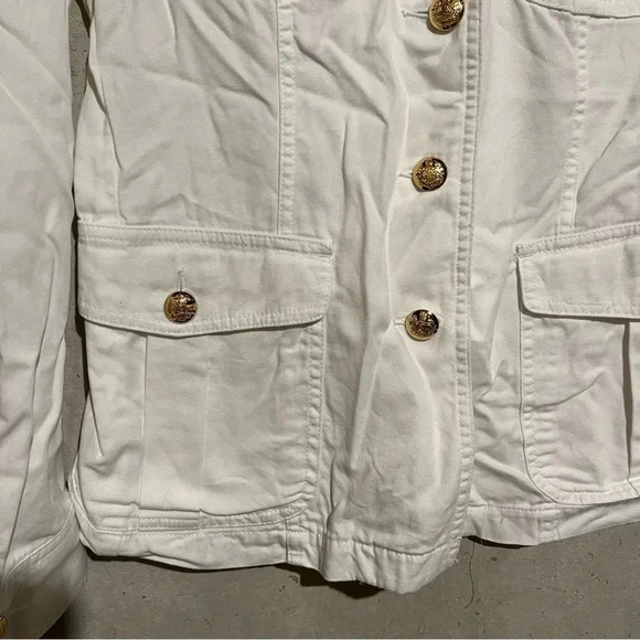 Lauren Ralph Lauren White Jacket Womens M Military Gold Buttons Pockets - Picture 3 of 9